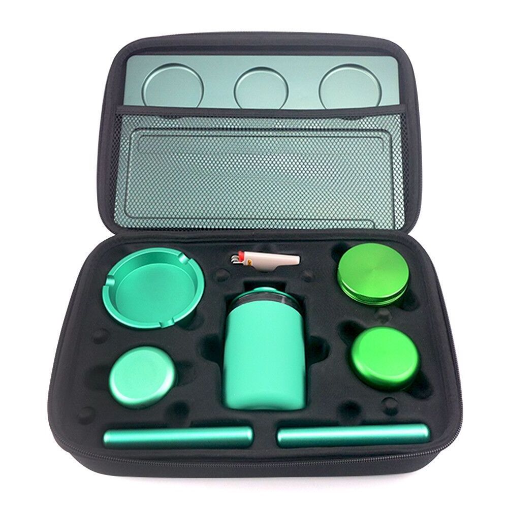 VA Smoking Kit Herb Accessories with Rolling Tray Herb Grinder Ashtray Stash Jar Tube Holder Smell proof Bag