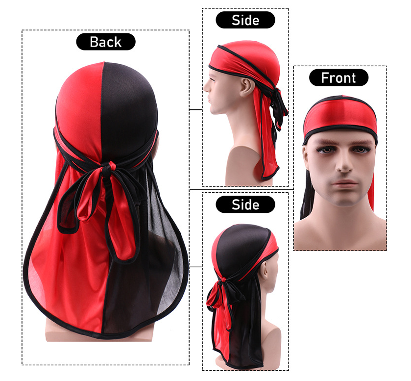 Wholesale New Trendy Fashion Du Rags Designer Durag Men Satin Two Tone Fashion Du Rag 360 Waves