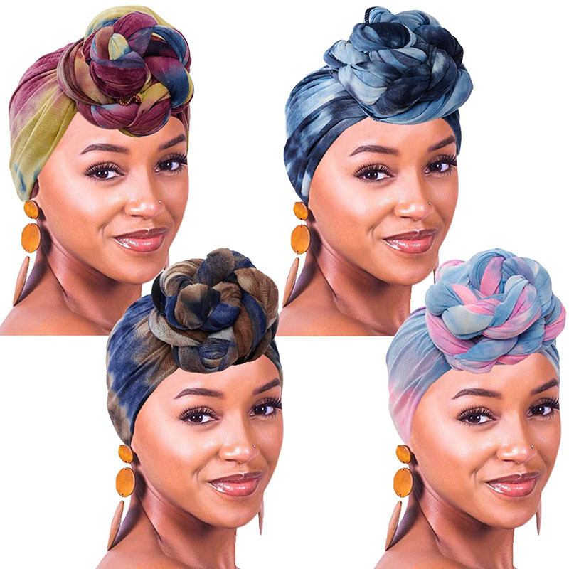 African Cotton Headwrap Indian Women Beauty Ethnic Hats Knotted Scarf Turban Hat Fashion Head Scarves Turbans