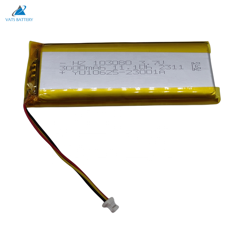 Factory 103080 thin lipo 3.7v li-ion battery 3000mah with connector