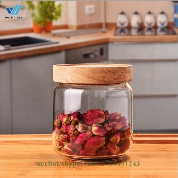 Factory supply High Borosilicate Glass Airtight Food Storage Container Jar with Cork Lid