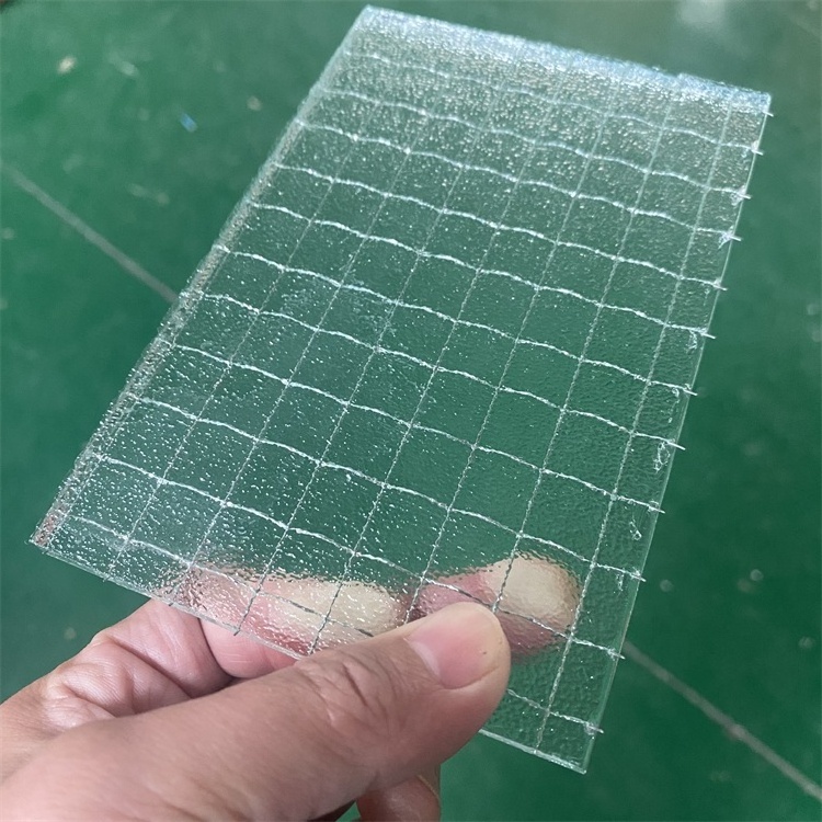 6mm obscure nashiji pattern wire mesh fire rated glass Safety fireproof wire mesh laminated glass