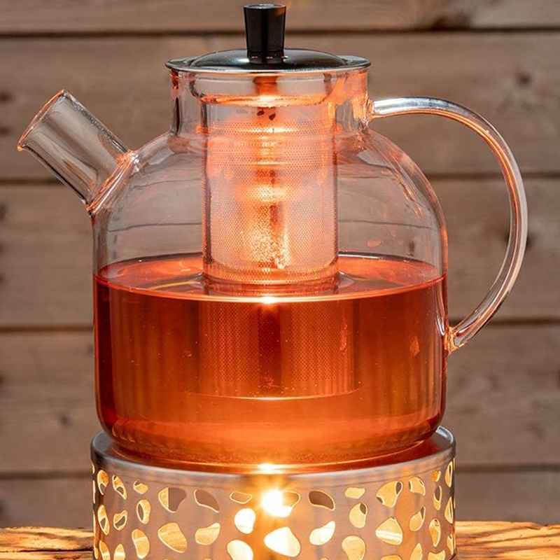 Glass Teapot with Removable Infuser Stovetop & Microwave Safe Tea Pot Blooming and Loose Leaf Tea Kettle Tea Maker