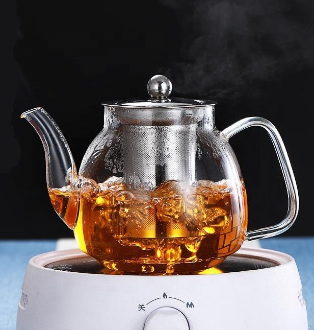 Glass Teapot with Removable Infuser Stovetop & Microwave Safe Borosilicate Clear Glass Teapot glass pot tea maker with infuser