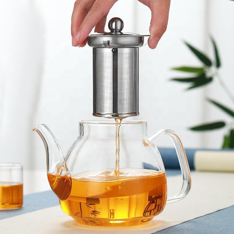 Glass Teapot with Removable Infuser Stovetop & Microwave Safe Borosilicate Clear Glass Teapot glass pot tea maker with infuser