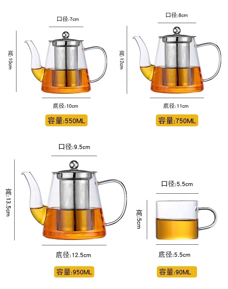 Glass Teapot With Removable Loose Tea Infuser Stovetop Safe Glass Teapot Custom Top Sellers Tea Kettle And Tea Pot Maker