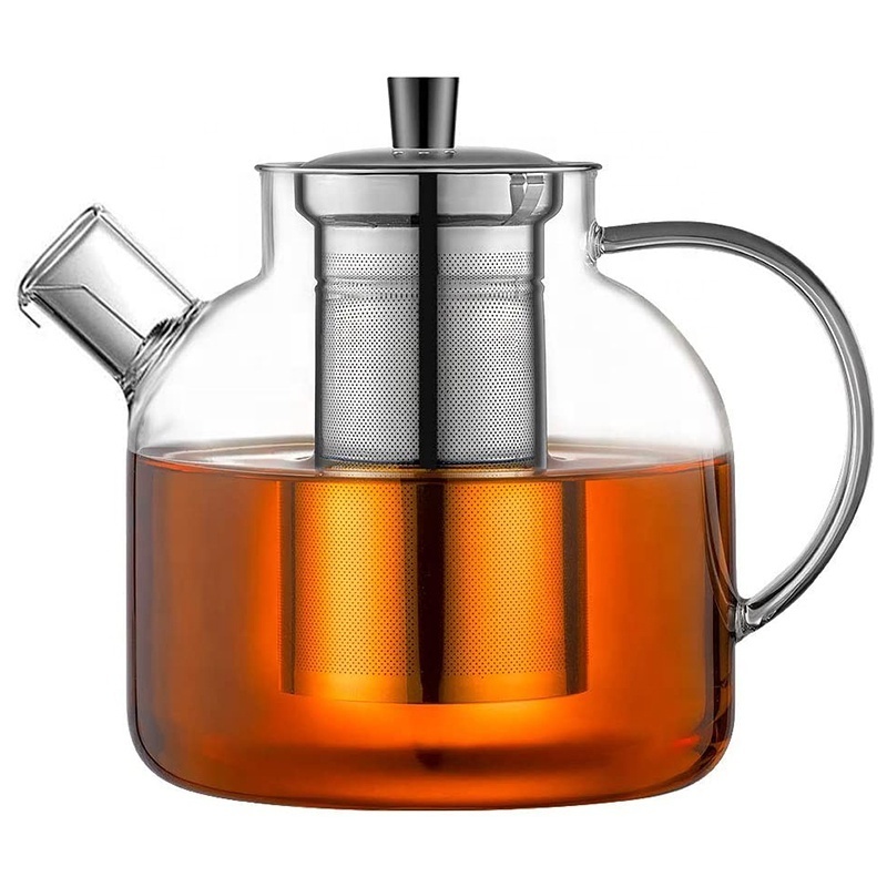 Glass Teapot with Removable Infuser Stovetop & Microwave Safe Tea Pot Blooming and Loose Leaf Tea Kettle Tea Maker