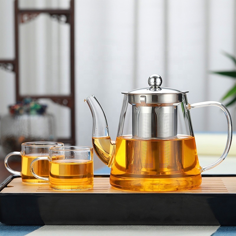 Borosilicate Glass Teapot with Stainless Steel Infuser 950ml Stovetop Safe Flowering Tea Maker Loose Tea Brewer