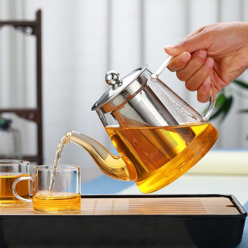 Borosilicate Glass Teapot with Stainless Steel Infuser 950ml Stovetop Safe Flowering Tea Maker Loose Tea Brewer