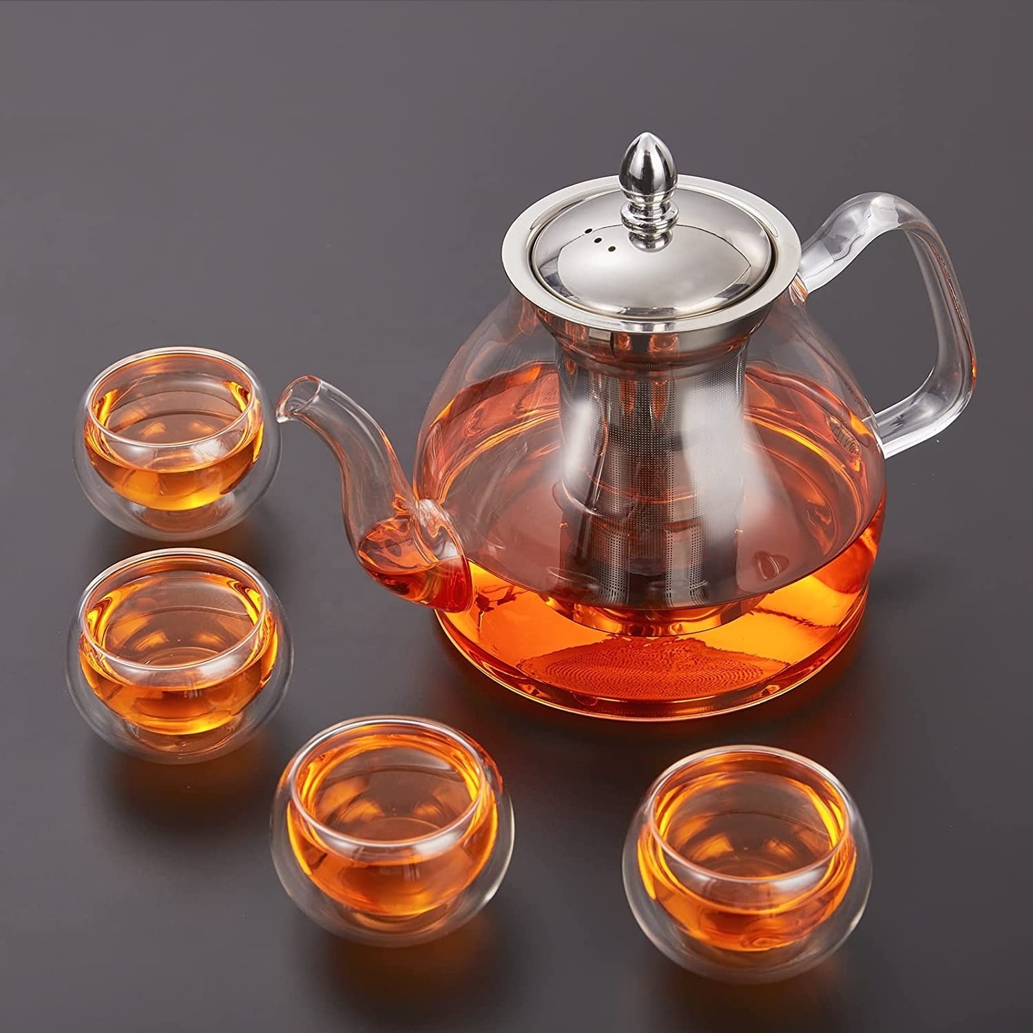 Glass tea pot with Removable Stainless Steel Infuser Tea Pot glass Heatproof Borosilicate Glass Tea Maker with Removable