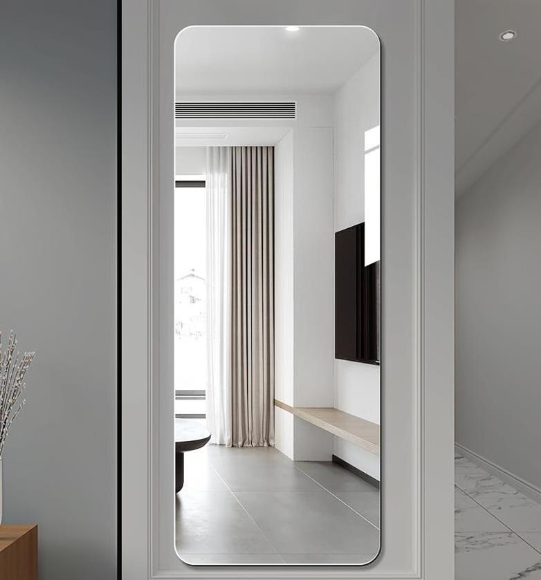 Floor-to-ceiling metal-frame bedroom full-length mirror