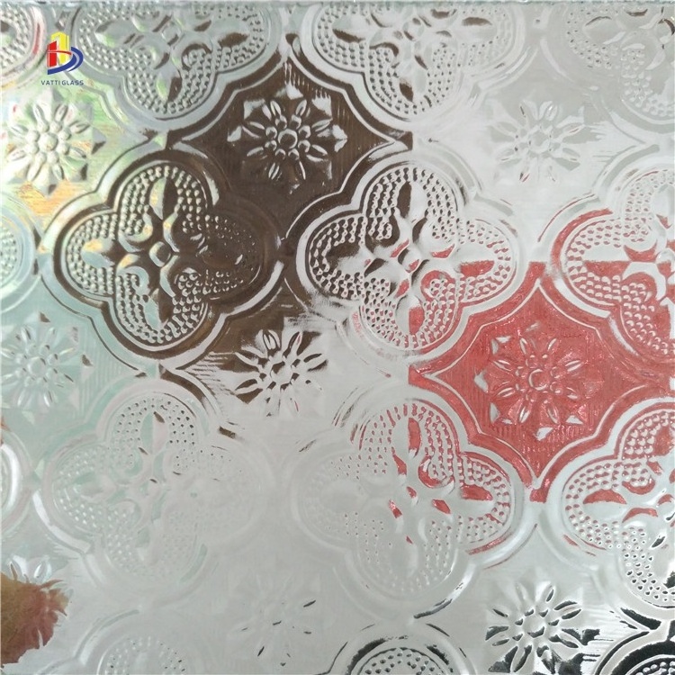 Acid etched pattern frosted tempered laminated glass for decoration