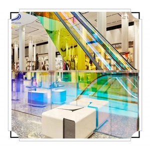 Dichroic glass colored laminated glass handrails for elevators and fence