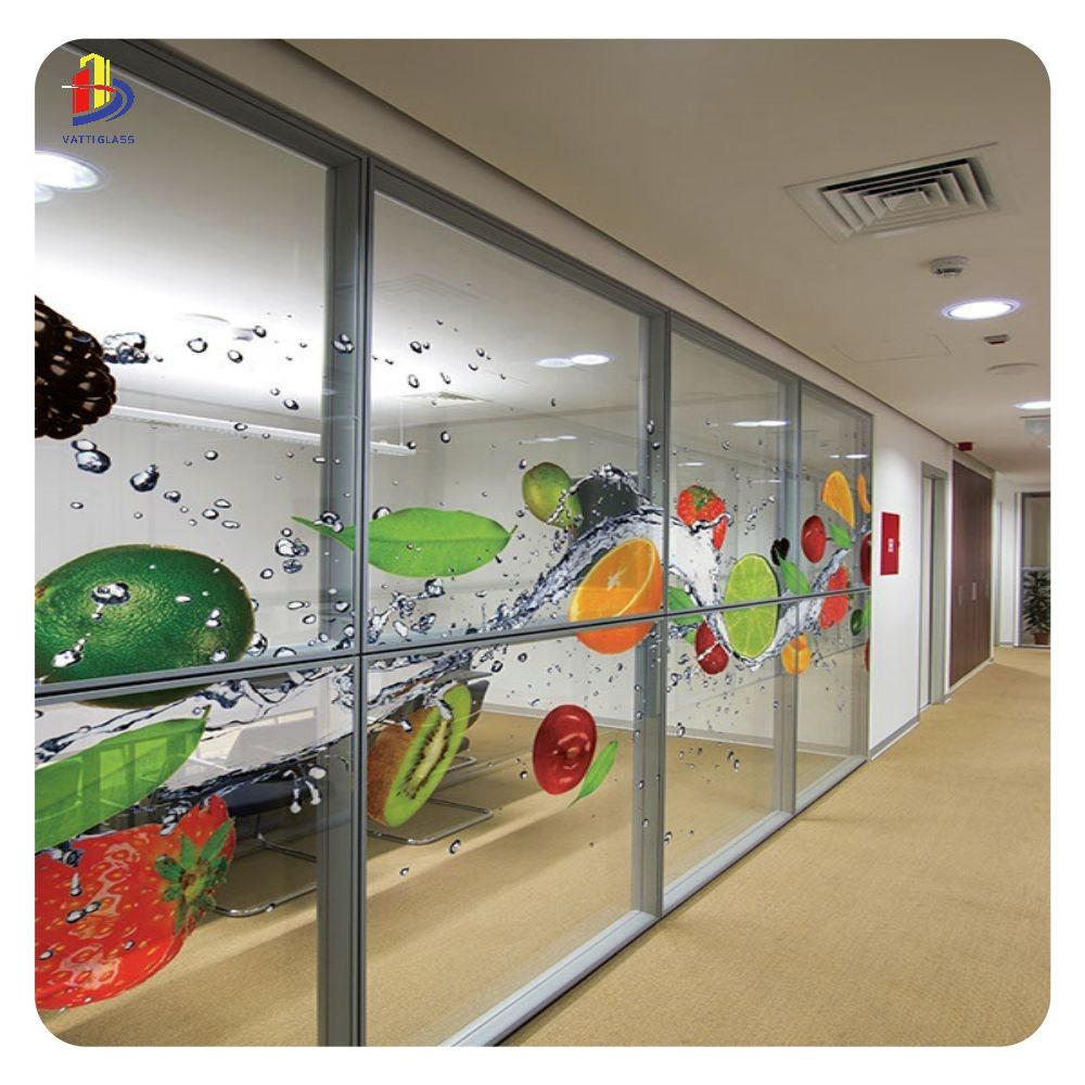 Semi transparent printing design colored laminated glass