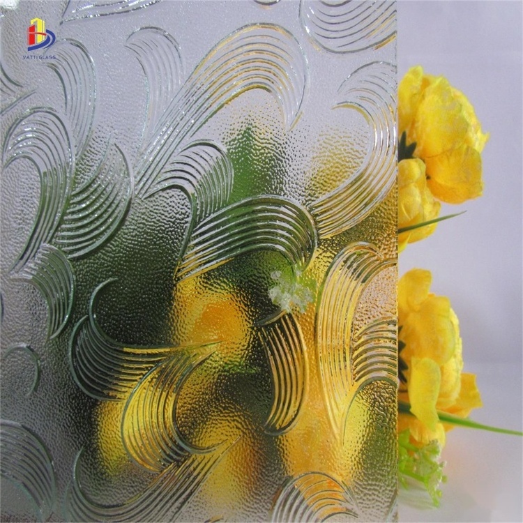 Acid etched pattern frosted tempered laminated glass for decoration