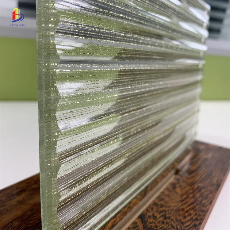 Brown groove changhong fluted pattern laminated wired glass