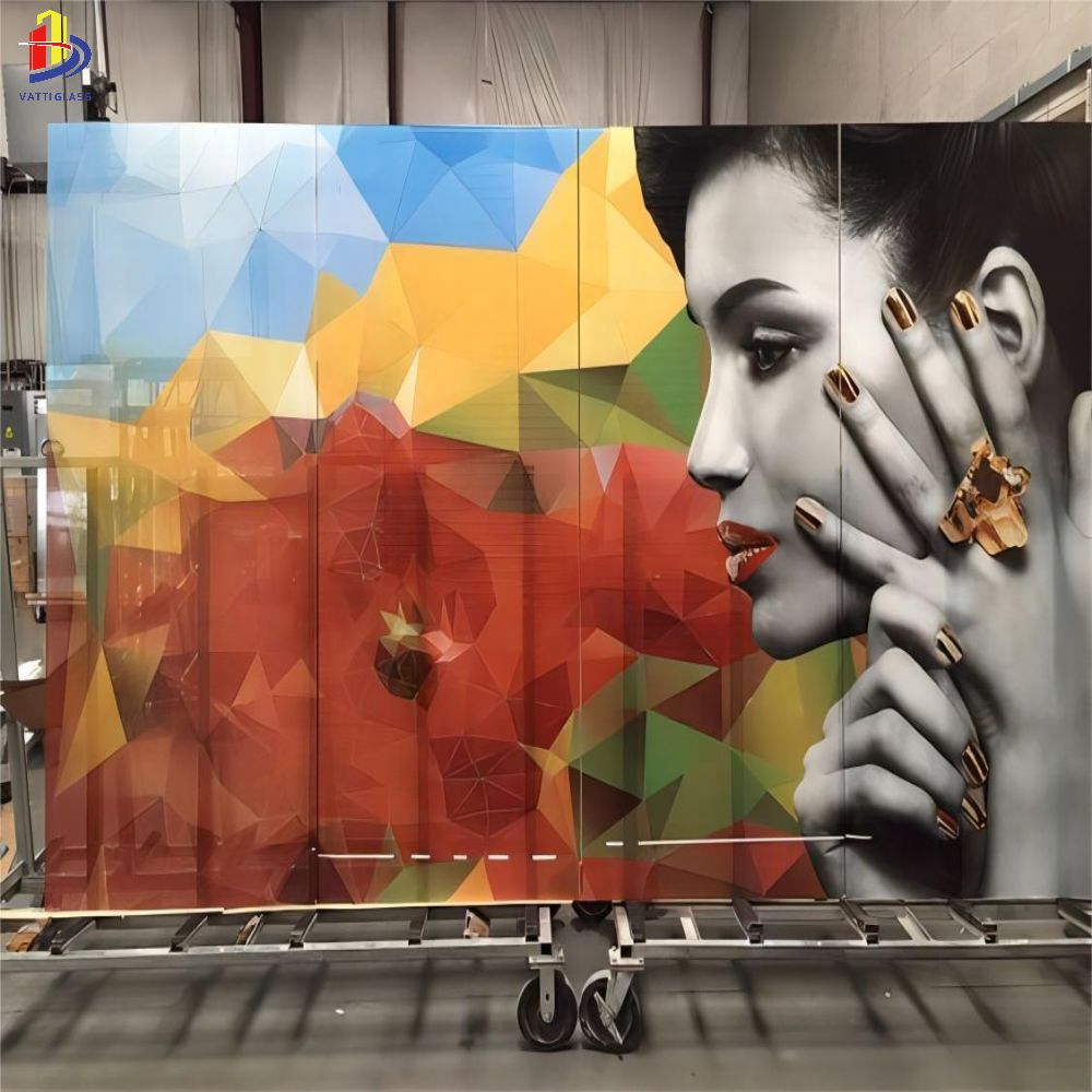 Semi transparent printing design colored laminated glass