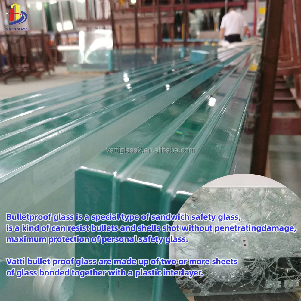 Chinese manufacturers High Security Grade Tempered Bullet Resistant Bulletproof Laminated Film Glass For Car Bank Counter Window