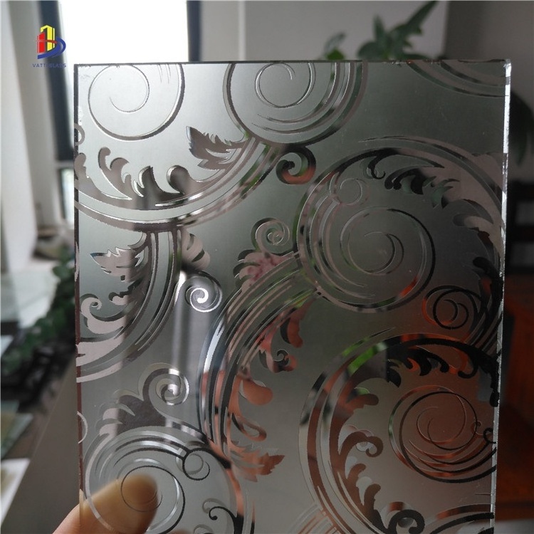 Modern decorative laminated glass 6mm printed mirror silver