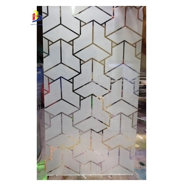 Modern decorative laminated glass 6mm printed mirror silver