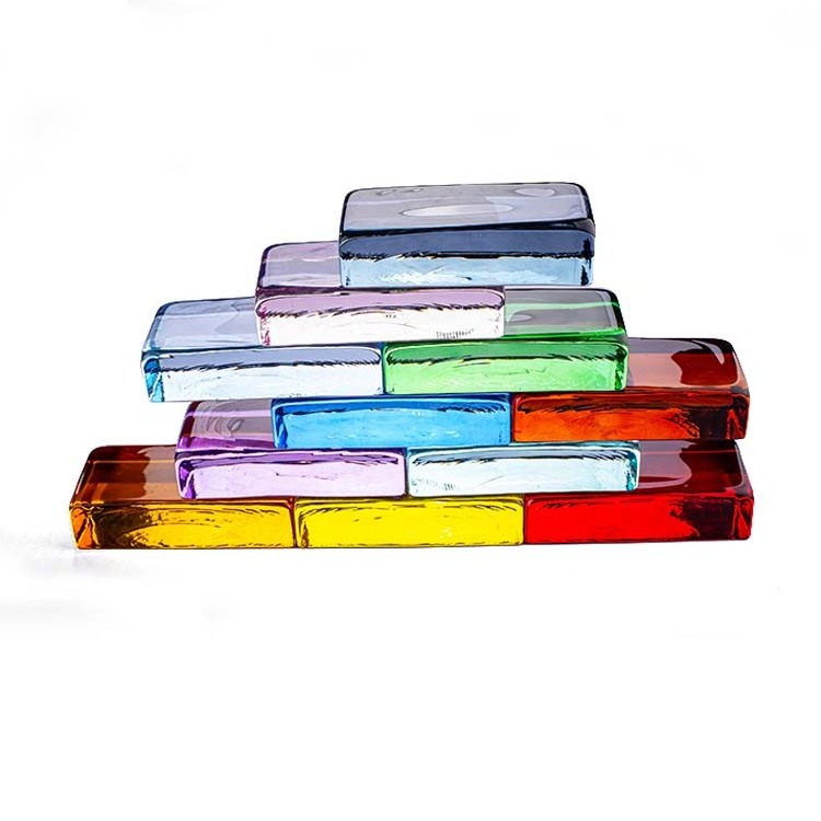 Multicolored Crystal Solid Glass Brick Dimensions 200x100x50mm Hot Melt Building Glass Rectangular Glass Blocks Bricks Suppliers