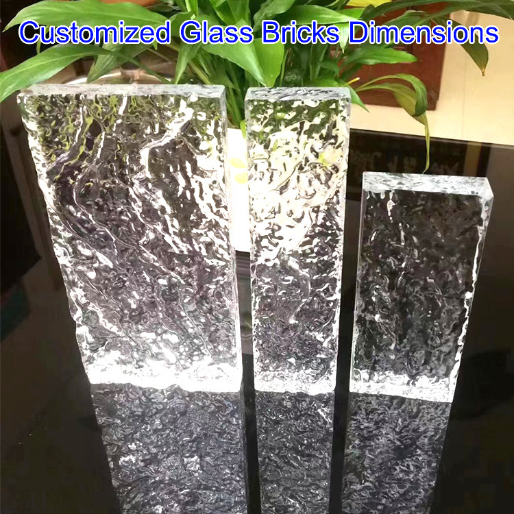 Ice Crystal Glass Bricks Blocks Clear Crystal Glass Brick For Partition Walls Cutting Decorative Textured Solid Glass Bricks