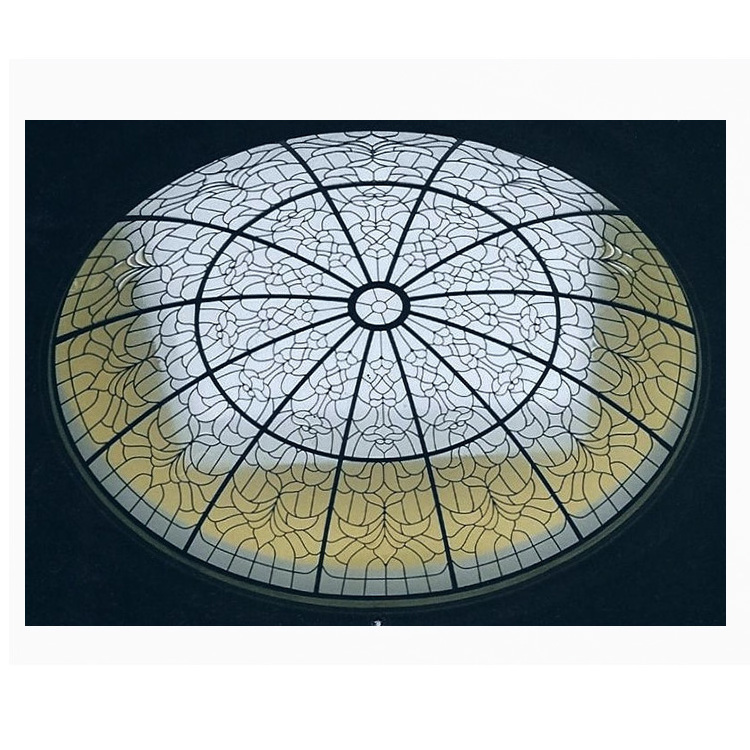 Bevel Clusters Stained Glass Dome Handmade Decorative Leaded Glass Dome Ceiling Roof Panels Clear Bevel Glass Dome Skylight