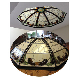 Stained Glass Octagon Dome Art Decorative Stained Glass Dome Ceiling For Interior Mosaic Leaded Glass Dome Ceiling Roof Decor