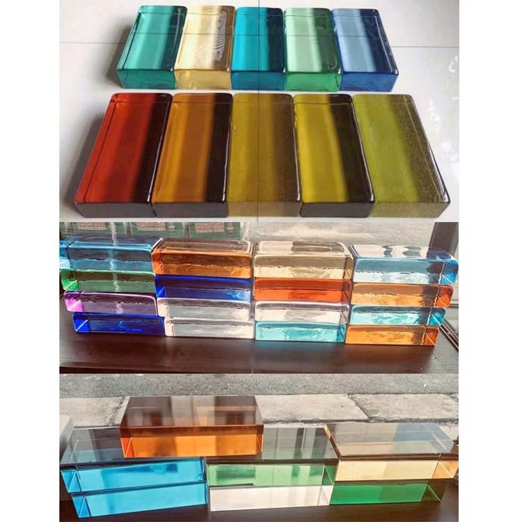 Tinted Glass Block Brick Multi Solid Color Glass Brick Fire Rated Light Transmission Hot Melt Building Glass Bricks Wholesale