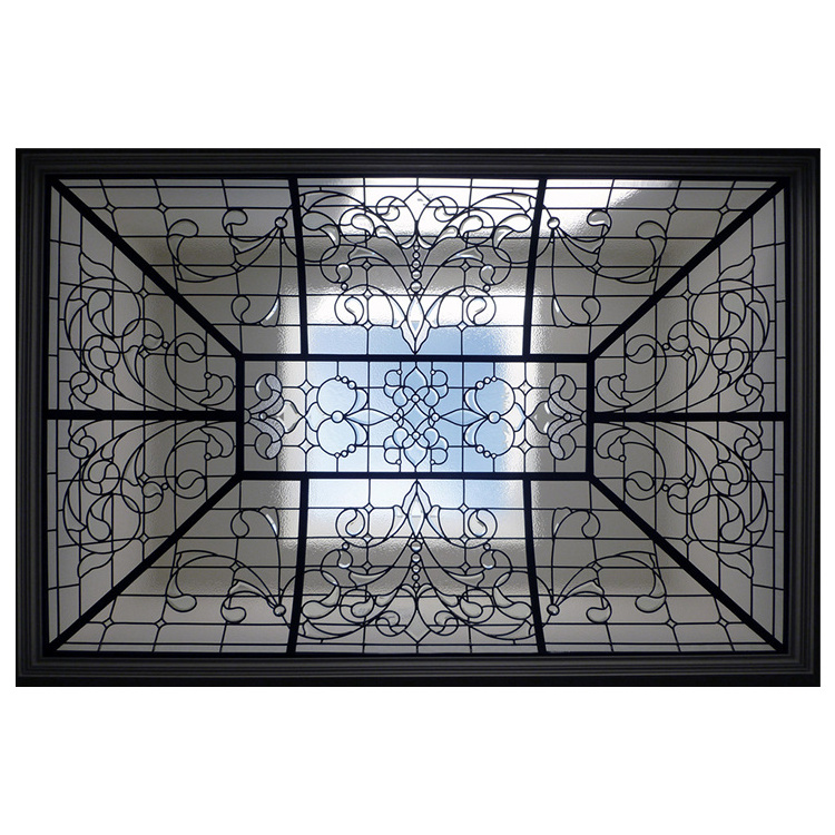 Stained Bevel Glass Skylight Dome Tiffany Stained Glass Radius Dome With Flat Lens Surround Decorative Stained Leaded Glass Dome