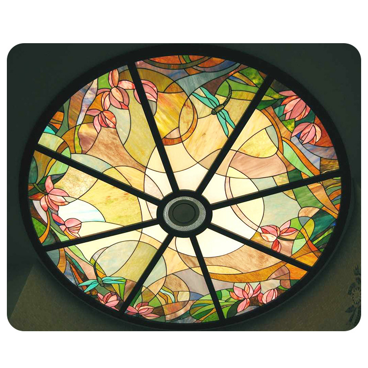 Tifny Stained Glass Illuminated Ceiling Handmade Soldering Tin Stained Glass Ceiling Roof Panels Decorative Stained Glass Dome