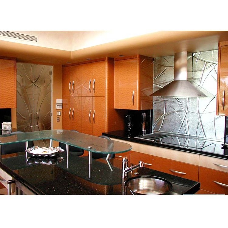 large hot melt glass panel for folding screen customized patterned tempered laminated building glass backsplash for kitchen sale