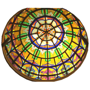 octagon cathedral skylight glass architectural decorative colored mosaics stain glass dome stained glass modern ceiling lamp