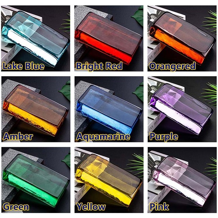 Multicolored Crystal Solid Glass Brick Dimensions 200x100x50mm Hot Melt Building Glass Rectangular Glass Blocks Bricks Suppliers