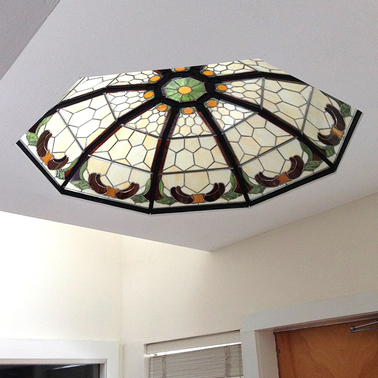 Handmade Mosaic Stained Glass Ceiling Dome For Interior Decor Built-in Lights Mosaic Stained Art Glass Octagon Domes Ceilings