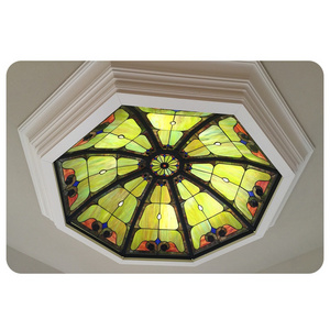 Stained Glass Interior Octagonal Dome Handmade Mosaic Tifny Stained Glass Dome Ceiling Art Decorative Stained Glass Ceiling Roof