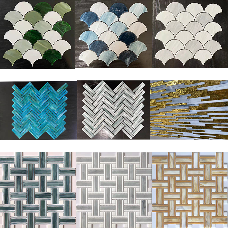 Smart Peel and Stick Marble grain Decoration Blend Stained glass Mosaic Tiles Bathroom Tile Kitchen Glass Tile Backsplash