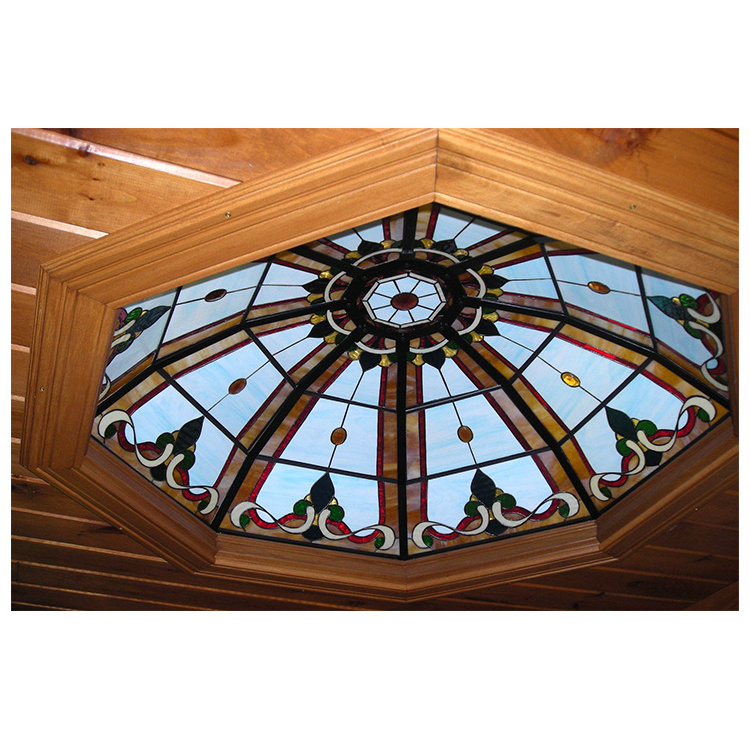 Handmade Mosaic Stained Glass Ceiling Dome For Interior Decor Built-in Lights Mosaic Stained Art Glass Octagon Domes Ceilings