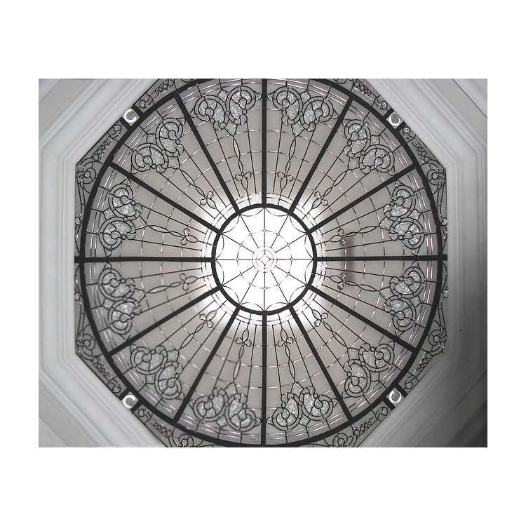 Stained Bevel Glass Skylight Dome Tiffany Stained Glass Radius Dome With Flat Lens Surround Decorative Stained Leaded Glass Dome