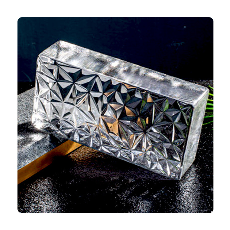 Ultra Clear Large Diamond Pattern Glass Brick 200x100x50mm Dimensions Customized Pattern Embossed Textured Glass Bricks Blocks