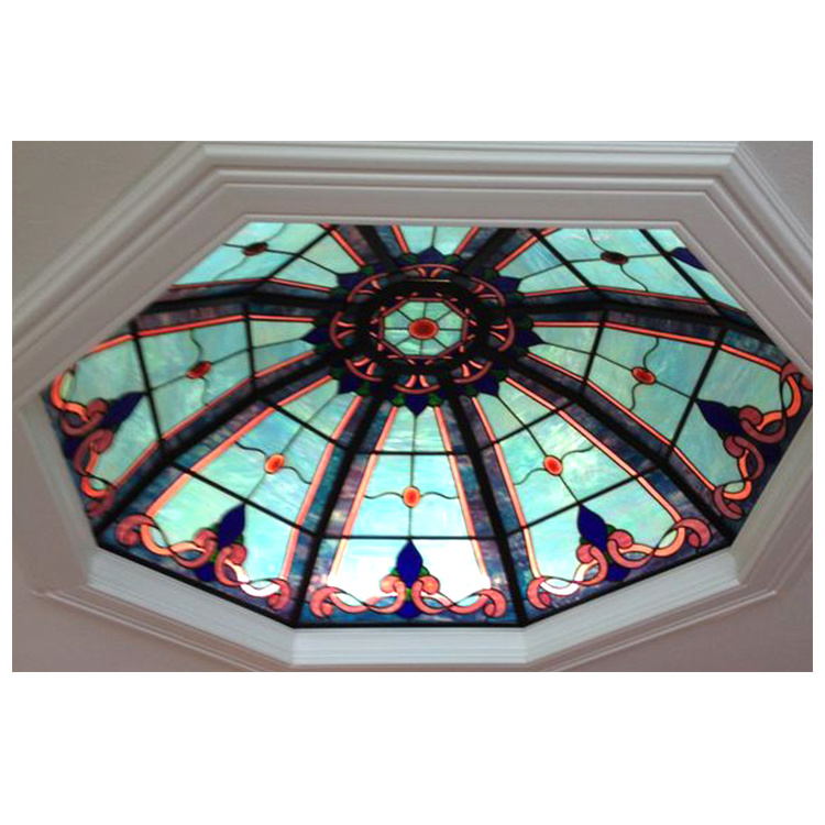 Handmade Mosaic Stained Glass Ceiling Dome For Interior Decor Built-in Lights Mosaic Stained Art Glass Octagon Domes Ceilings