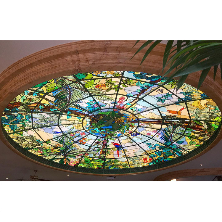 Jungle Stained Glass Ceiling For Interior Decoration Handmade Mosaic Stained Glass Dome Ceiling Lighting Stained Glass Dome Roof