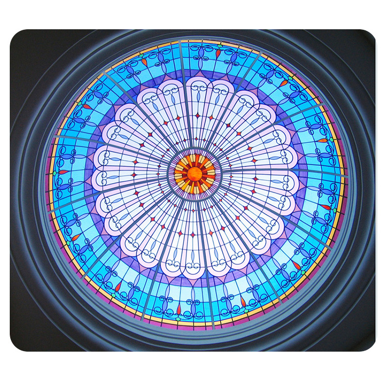 Stained Glass Octagon Dome Skylight Handmade Mosaic Stained Leaded Glass Dome Roof Window Daylighting Tiffany Stained Glass Dome