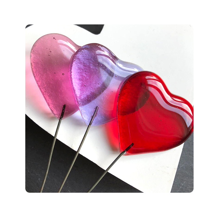 Pink Fused Glass Plant Stakes For Plant Pot Handmade Heart Fused Glass Home Wall Hanging Decoration With Wholesale Price