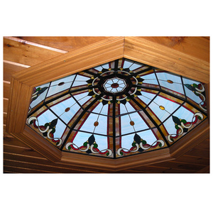 Art Glass Octagon Dome Ceiling Skylight For Home Decor Antique Interior Mosaic Stained Glass Durable Artistic Dome For Sale