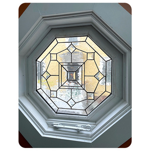 Elegant Octagon Stained Glass Window Handmade Stained Leaded Glass Bevel Cluster Window Decorative Stained Glass Window Inserts