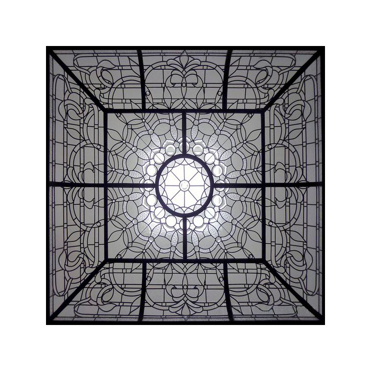 Stained Bevel Glass Skylight Dome Tiffany Stained Glass Radius Dome With Flat Lens Surround Decorative Stained Leaded Glass Dome