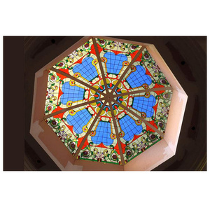 Stained Glass Octagon Dome Skylight Handmade Mosaic Stained Leaded Glass Dome Roof Window Daylighting Tiffany Stained Glass Dome