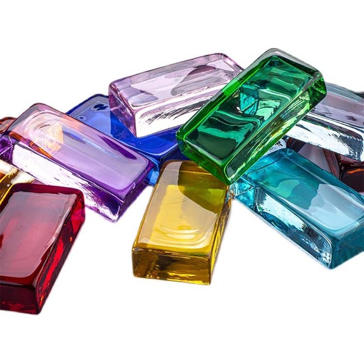 Multicolored Crystal Solid Glass Brick Dimensions 200x100x50mm Hot Melt Building Glass Rectangular Glass Blocks Bricks Suppliers