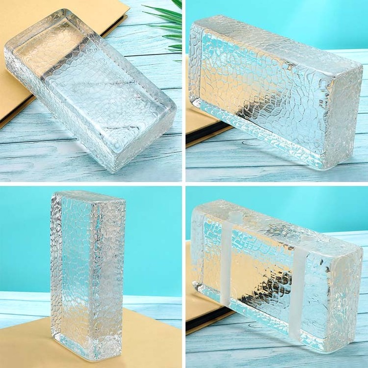 Scaly Figure Glass Bricks Clear Hot Melt Glass Bricks Partition Wall/Pillar/Table Decoration Factory Wholesale Solid Glass Brick